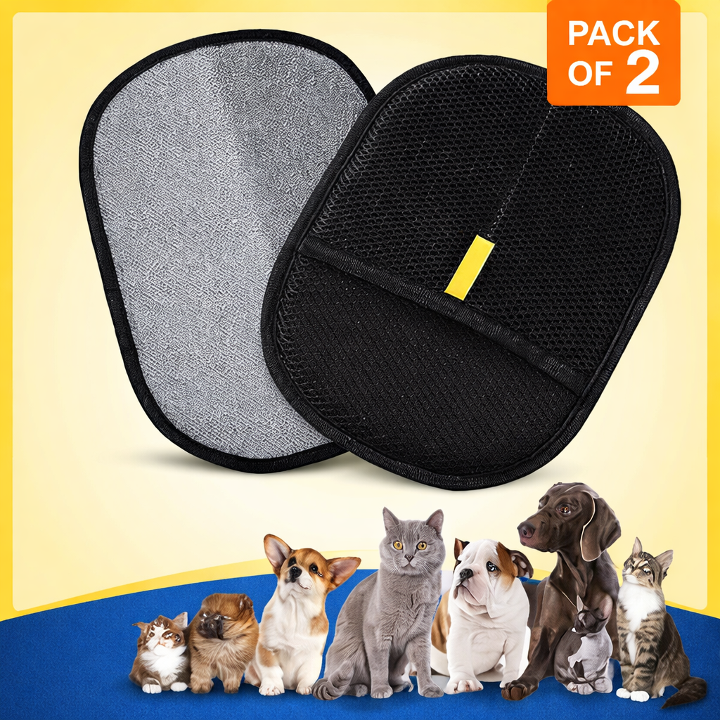 Pet Hair Removal Glove fot for Couch, Clothes, Car, Carpet, Bed, Furniture PACK OF 2