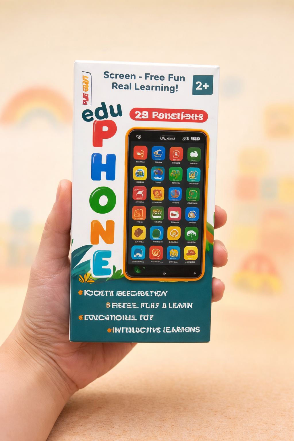 Play Craft EduPhone Educational Type-C Rechargeable Musical Toy 28 Functions, Alphabet, Numbers, Varnmala, Animal Sounds, Nursery Rhymes in English & Hindi