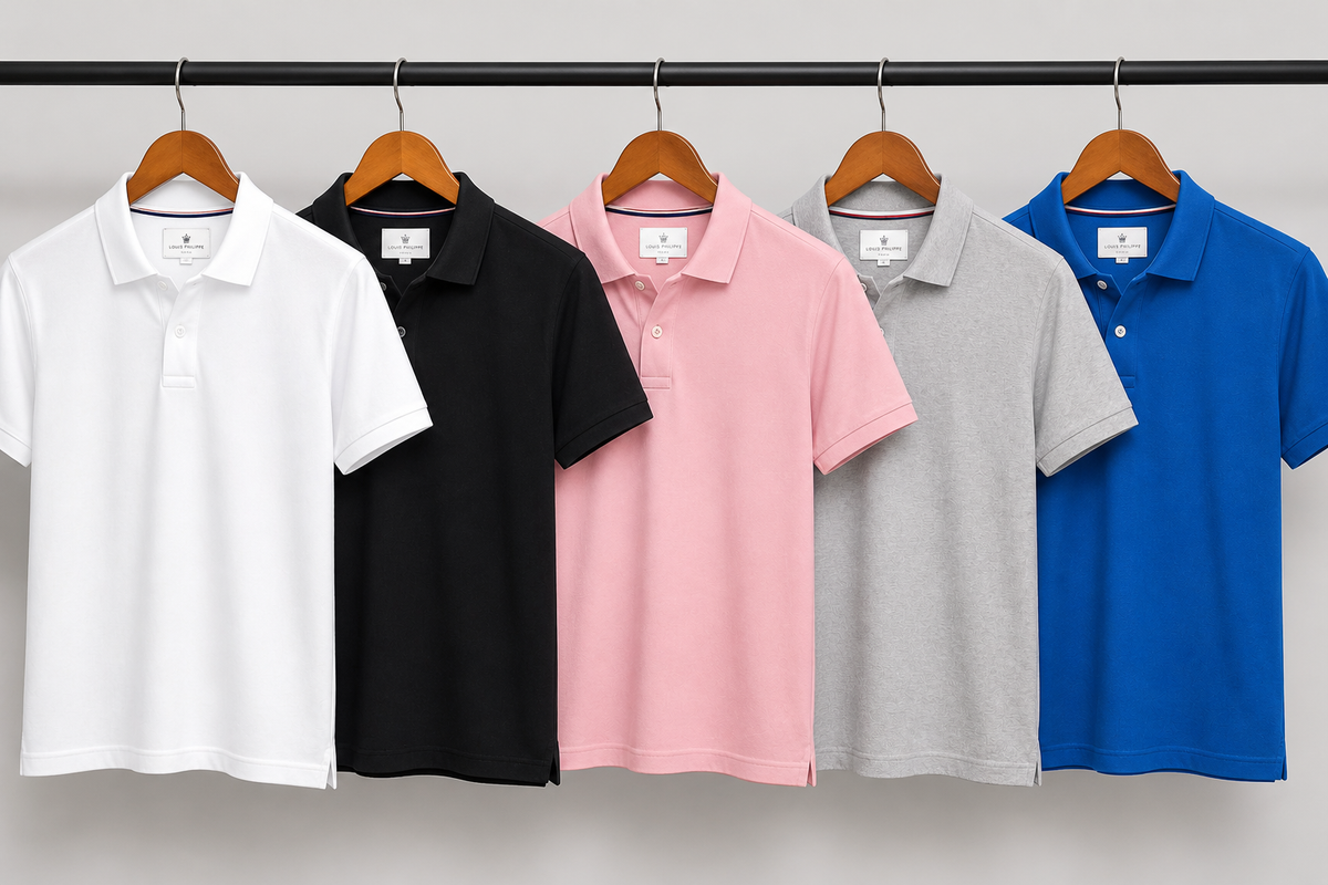 Polo T-shirt White Black Pink Grey Royal Blue Pack Of 5 (ASSORTED COLOR)
