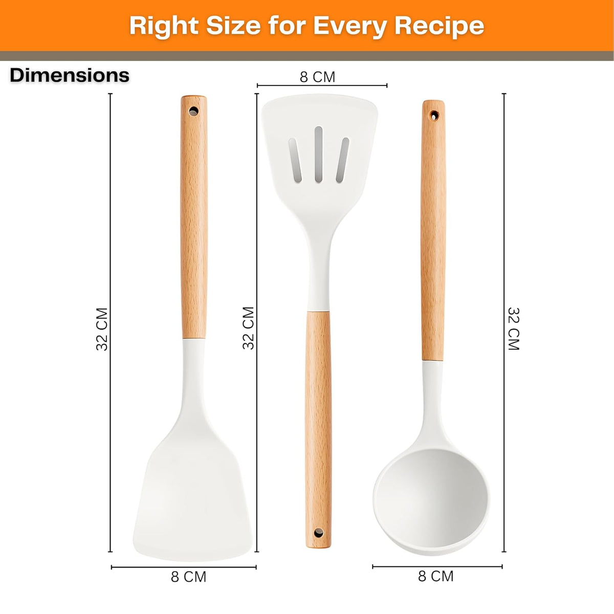 Silicone Spatula Set Non-Stick Heat-Resistant Spatulas With Wooden Handle (PACK OF 3)