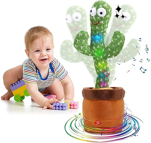Dancing Cactus Toy, Cactus Talking Toy for Baby, Wriggle Singing Cactus Repeats What You Say, Soft Plush Talking Toys for Kids