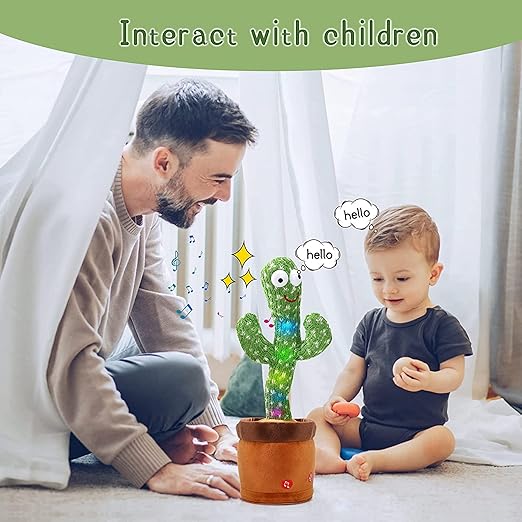 Dancing Cactus Toy, Cactus Talking Toy for Baby, Wriggle Singing Cactus Repeats What You Say, Soft Plush Talking Toys for Kids