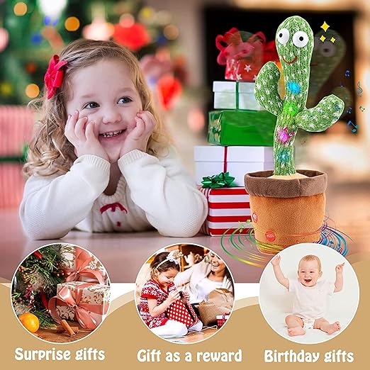 Dancing Cactus Toy, Cactus Talking Toy for Baby, Wriggle Singing Cactus Repeats What You Say, Soft Plush Talking Toys for Kids