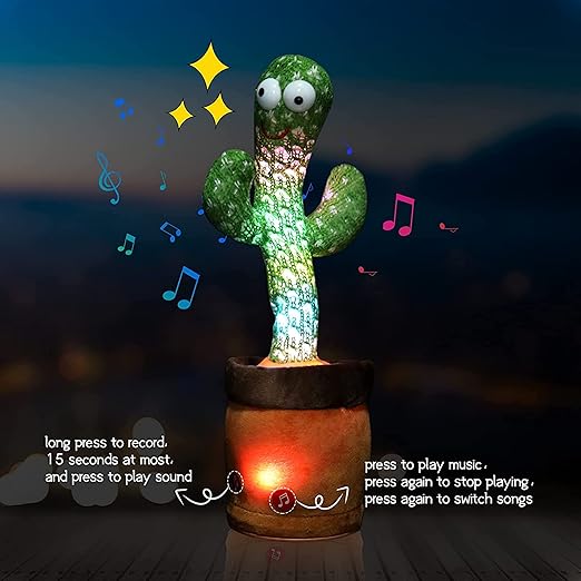 Dancing Cactus Toy, Cactus Talking Toy for Baby, Wriggle Singing Cactus Repeats What You Say, Soft Plush Talking Toys for Kids
