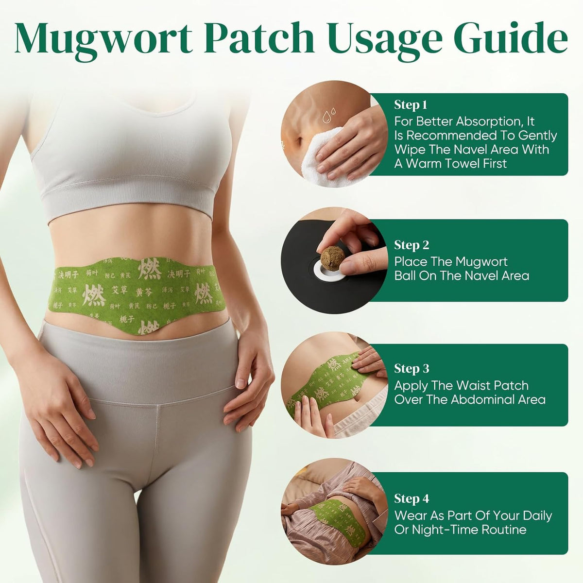 Mugwort Herbal Navel Patches,Long-Lasting Abdominal Comfort（1 Boxes 5 Piece）