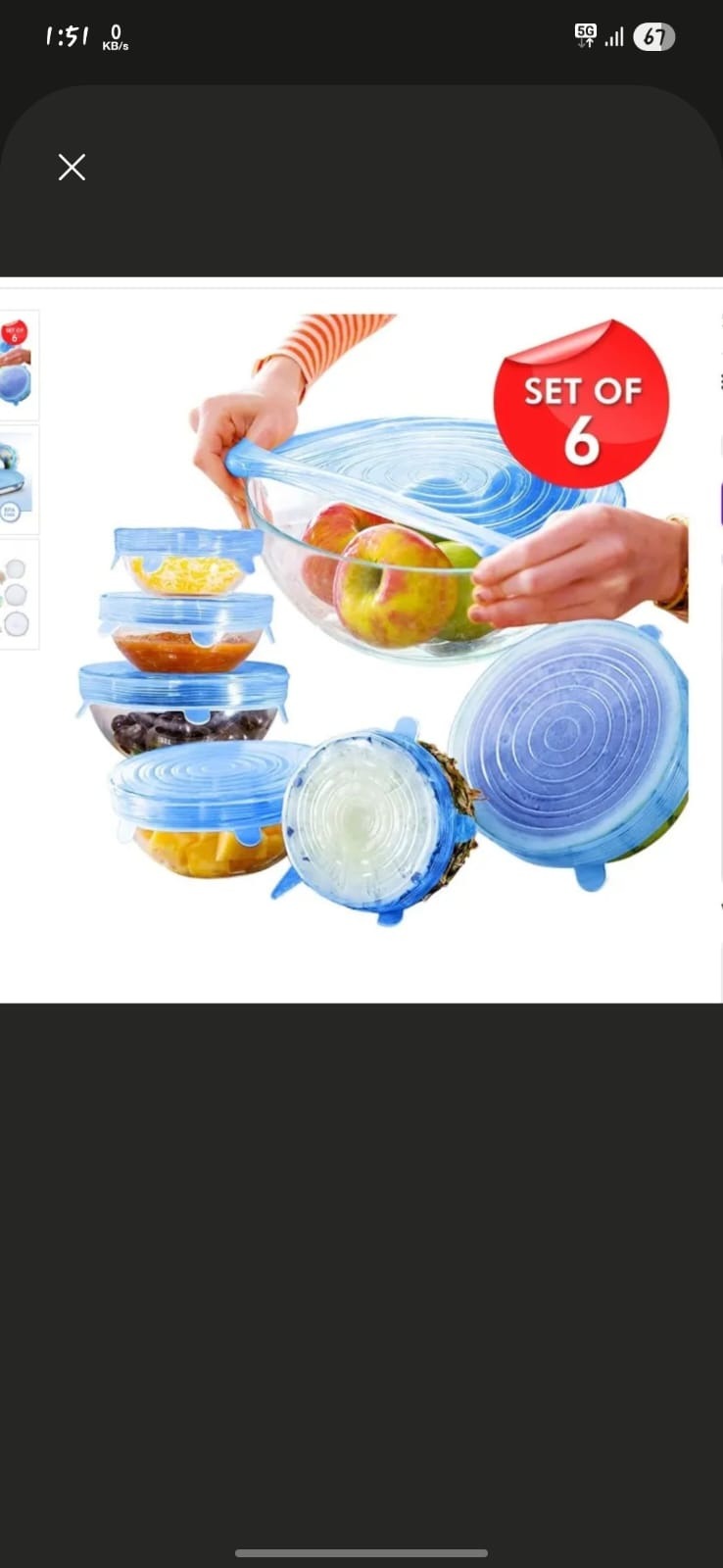 Silicone Lids 6 piece