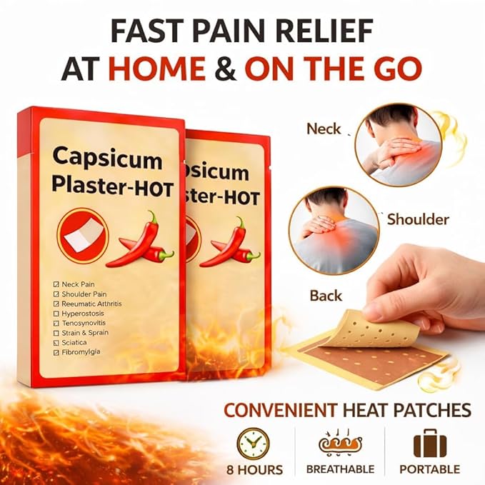 Capsicum Hot Pain Relief Patches for Neck, Shoulder, Back & Joints pack of 1(10 PCS)