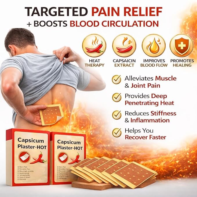 Capsicum Hot Pain Relief Patches for Neck, Shoulder, Back & Joints pack of 1(10 PCS)