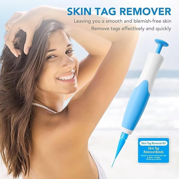 Auto Skin Tag Remover Kit for Face & Body Upgraded Fast and Easy Removal Pen with 40 Removal Bands & 10 Cleansing Wipes