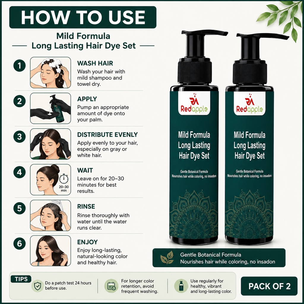 Red Apple Mild Formula Long Lasting Hair Dye Set 100ml pack of 2