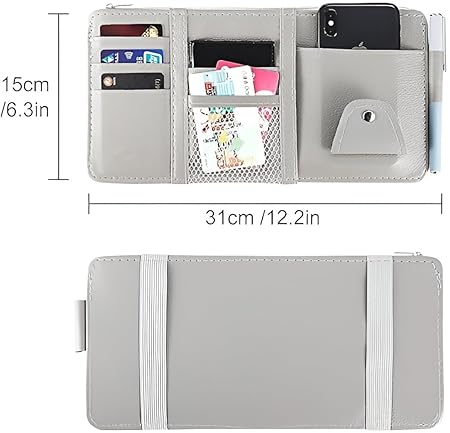Car Visor Organizer with Zipper with Mesh Pockets