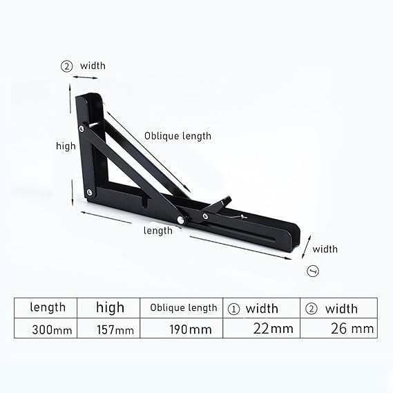 2Pcs Folding Shelf Brackets Wall Mounted Hardware Heavy Duty for Bench Table Black
