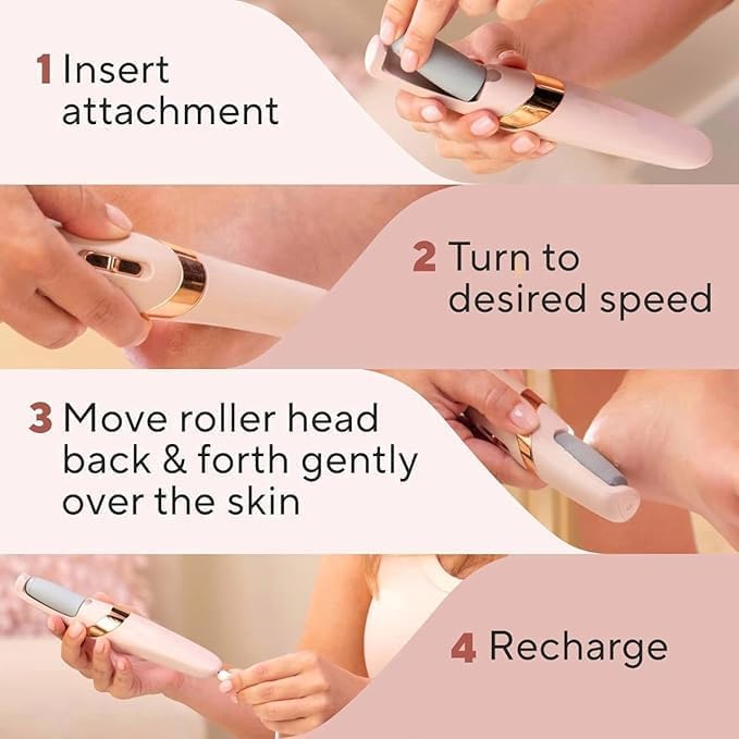 Hanglow Electric Callus Remover for Feet – Rechargeable Foot Dead Skin Remover with 2 Roller Heads PACK OF 1