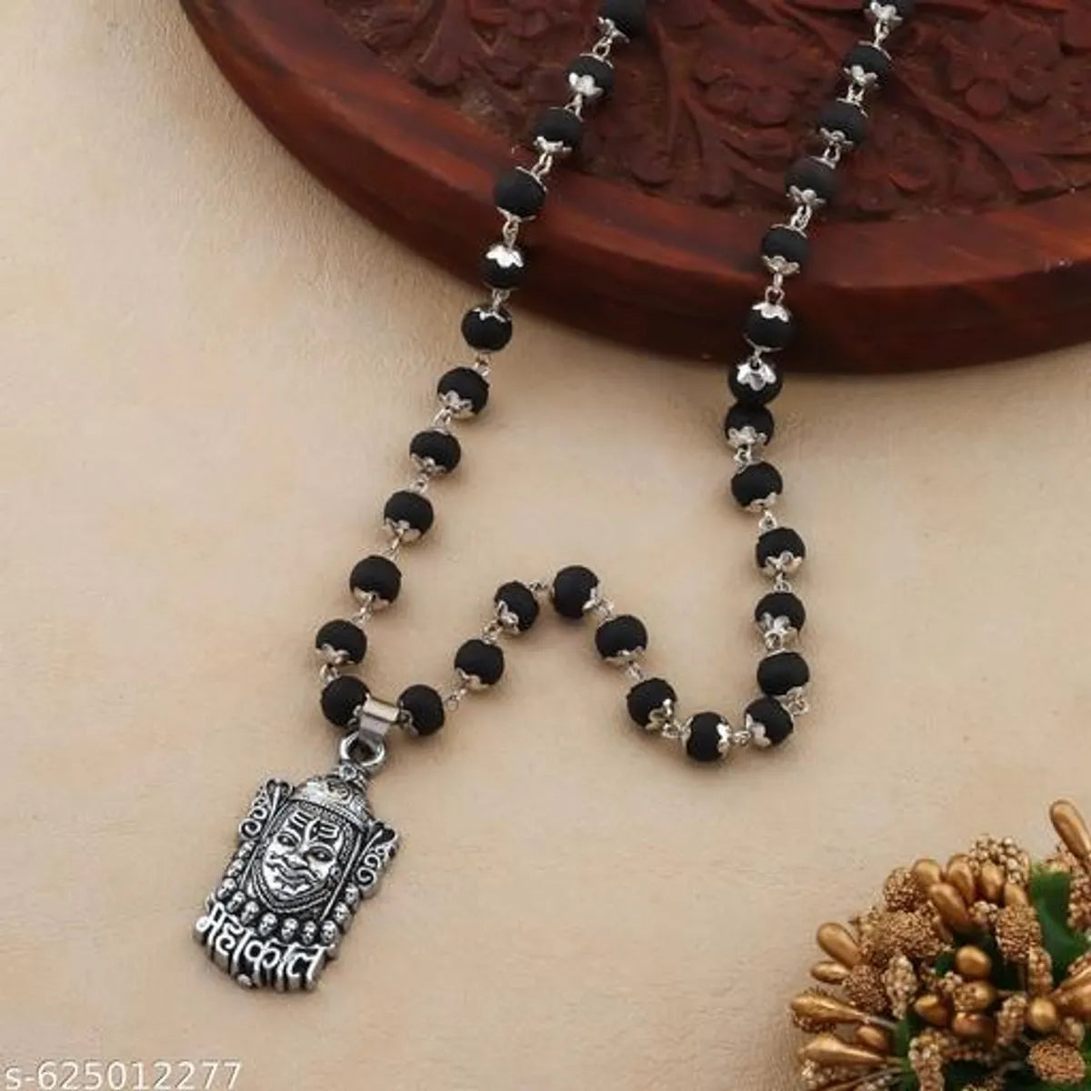 BhartYug Karanguli Mala Metal Cap with Mahakal Pendent With Certification