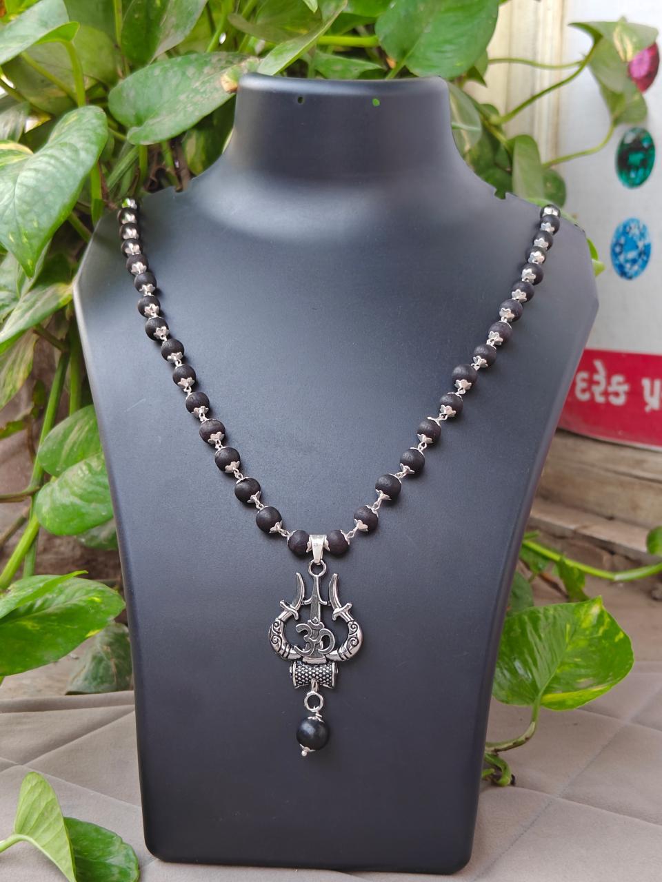 BharatYug OM Shiva Trishool Karungali Mala