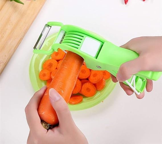 2-in-1 Kitchen Vegetable and Fruit Peeler, 5 Blade Sharp Stainless Steel Vegetable Cutter with Peeler