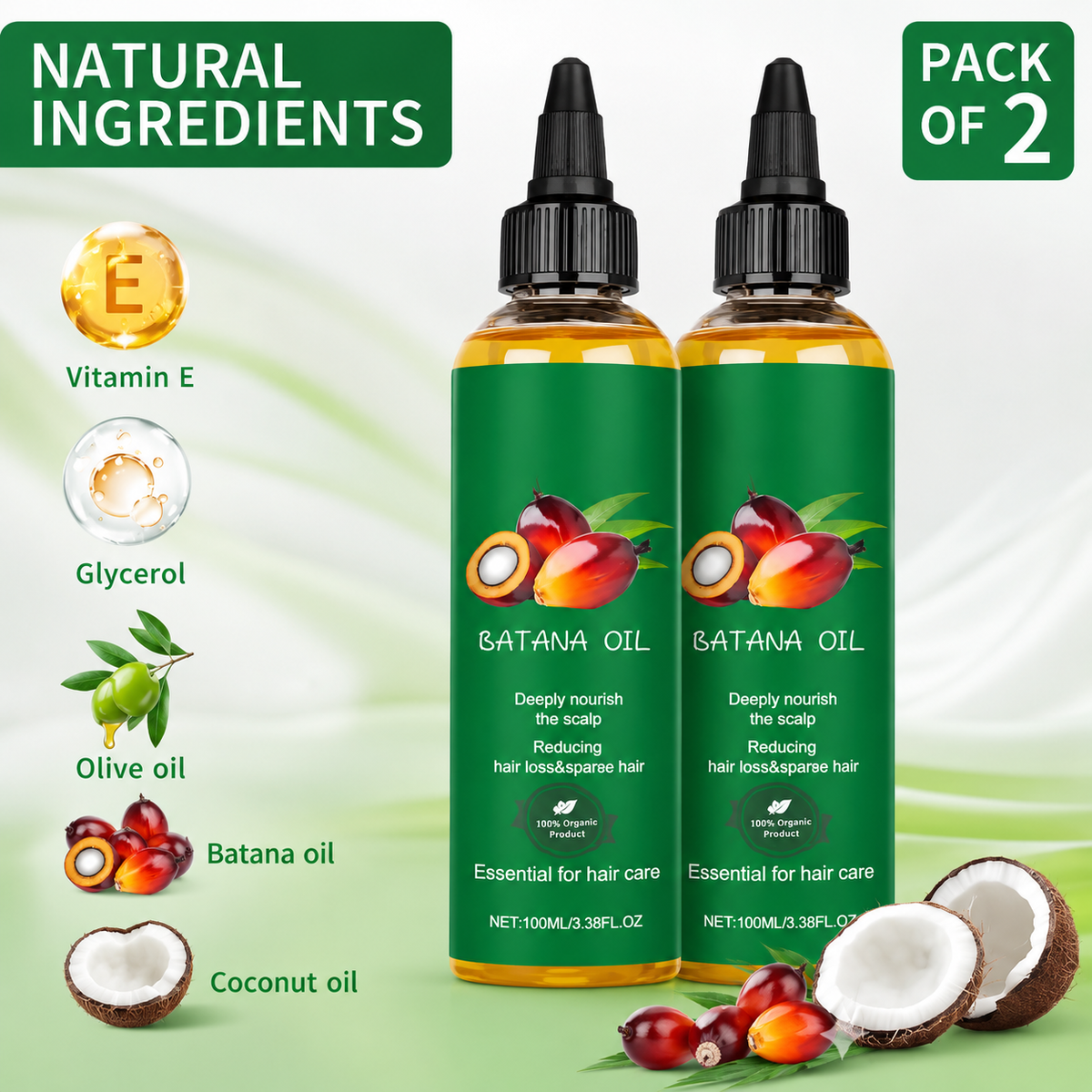 Batana Oil for Hair Growth pack of 2
