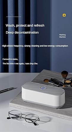 Portable and Rechargeable Professional Ultrasonic Machine for Jewelry Cleaning, Stainless Steel Tank for Eye Glasses, Watches, Rings, Necklaces, Razors, Denture