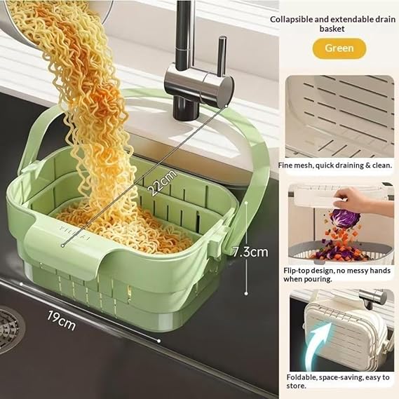 Foldable Hanging Kitchen Sink Strainer Basket (MULTICOLOR)
