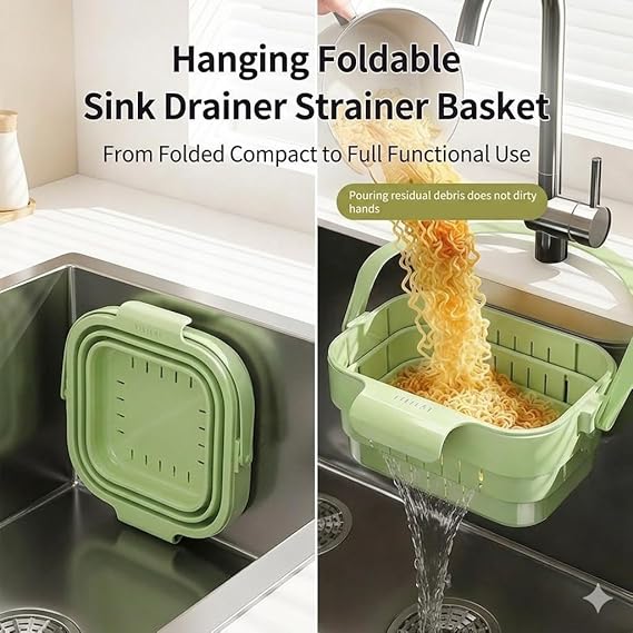 Foldable Hanging Kitchen Sink Strainer Basket (MULTICOLOR)