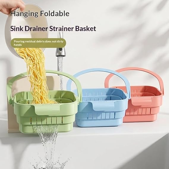 Foldable Hanging Kitchen Sink Strainer Basket (MULTICOLOR)