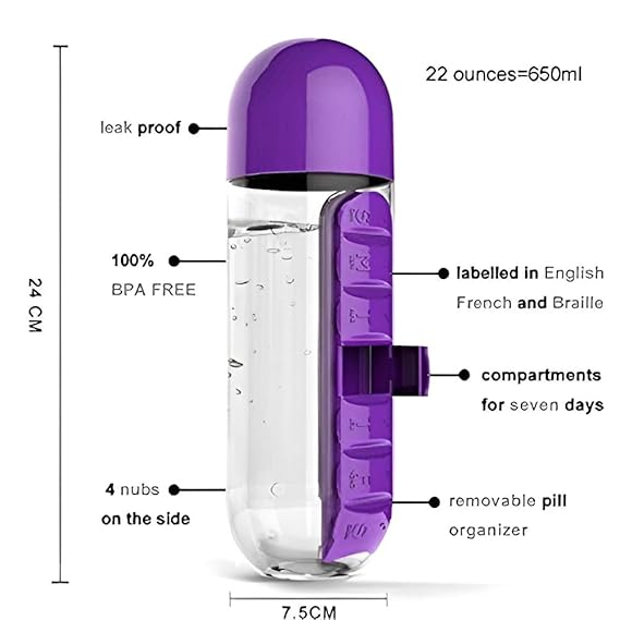 Pill Organizer Bottle for Vitamins & Medicine (RANDOM COLOR)