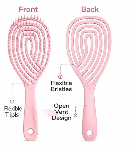Hair Brush With 3D Hollow Design Perfect For Detangling and Hair Grooming for Wet or Dry Hair (Multicolor)