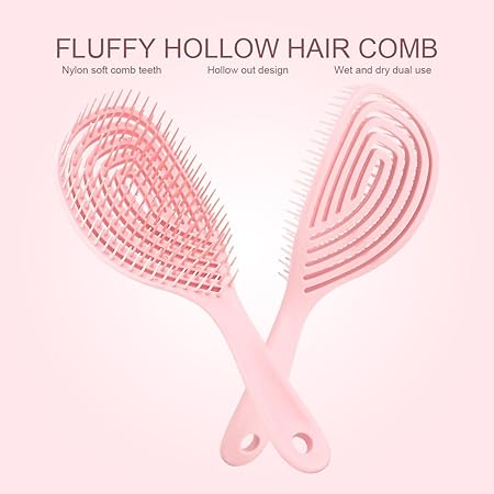 Hair Brush With 3D Hollow Design Perfect For Detangling and Hair Grooming for Wet or Dry Hair (Multicolor)