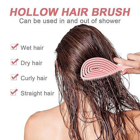 Hair Brush With 3D Hollow Design Perfect For Detangling and Hair Grooming for Wet or Dry Hair (Multicolor)