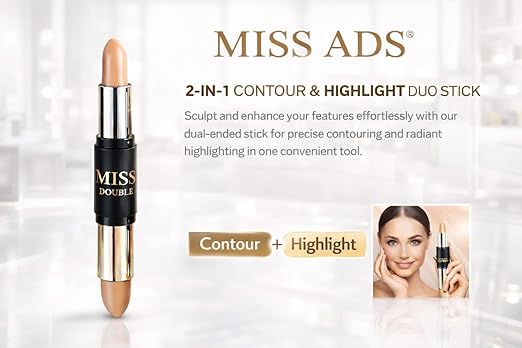 2-in-1 Contour & Highlight Duo Stick, Double-ended, Creamy Texture, Matte Finish