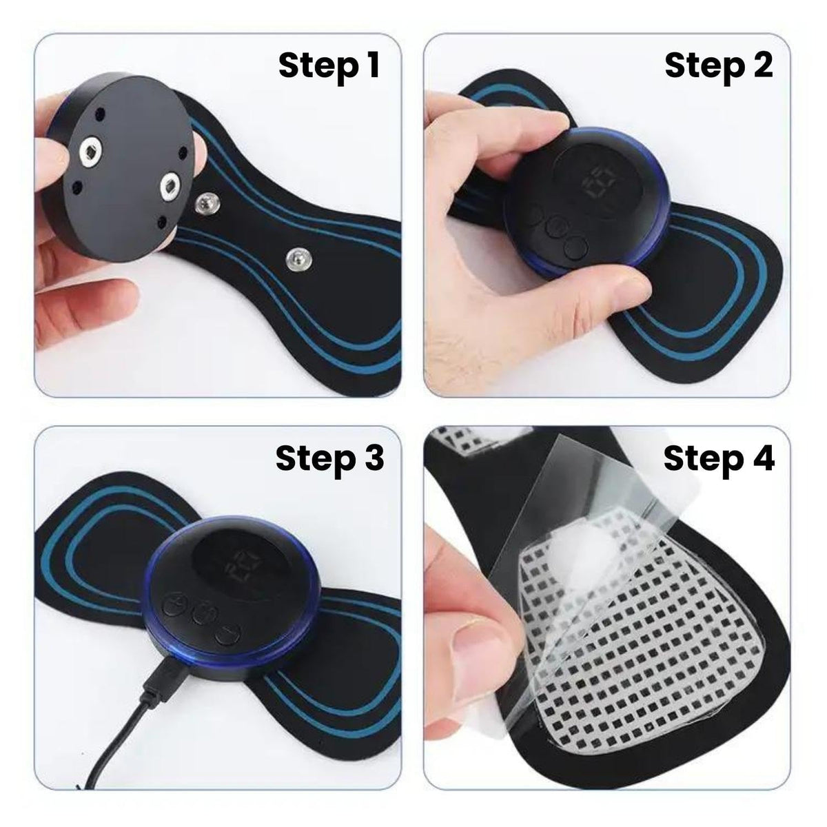 Butterfly Massager Machine for Pain Relief, Rechargeable Full Body TENS Massager with 8 Modes 19 Levels Wireless Vibration Machine