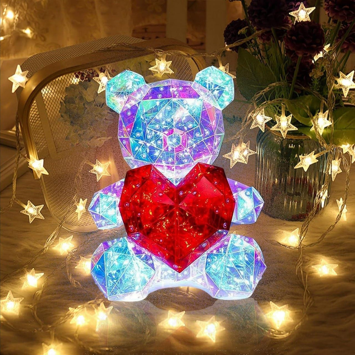 Glowing Teddy Bear Night Light LED Galaxy Heart Light