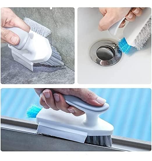 Grout Cleaner Brush 4 in 1 with Squeegee,Bathroom Cleaning Brushes PACK OF 1 (MULTICOLOR)
