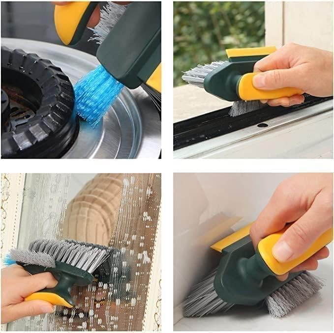 Grout Cleaner Brush 4 in 1 with Squeegee,Bathroom Cleaning Brushes PACK OF 1 (MULTICOLOR)