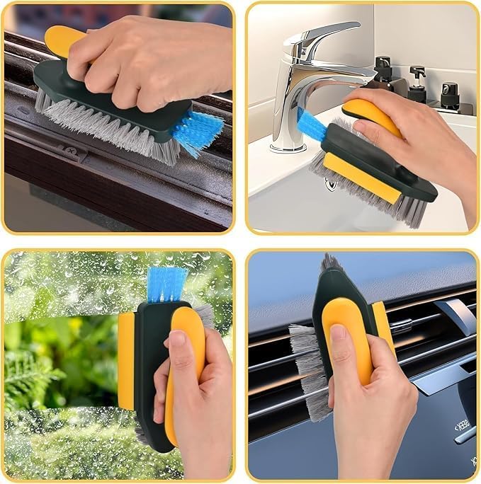 Grout Cleaner Brush 4 in 1 with Squeegee,Bathroom Cleaning Brushes PACK OF 1 (MULTICOLOR)