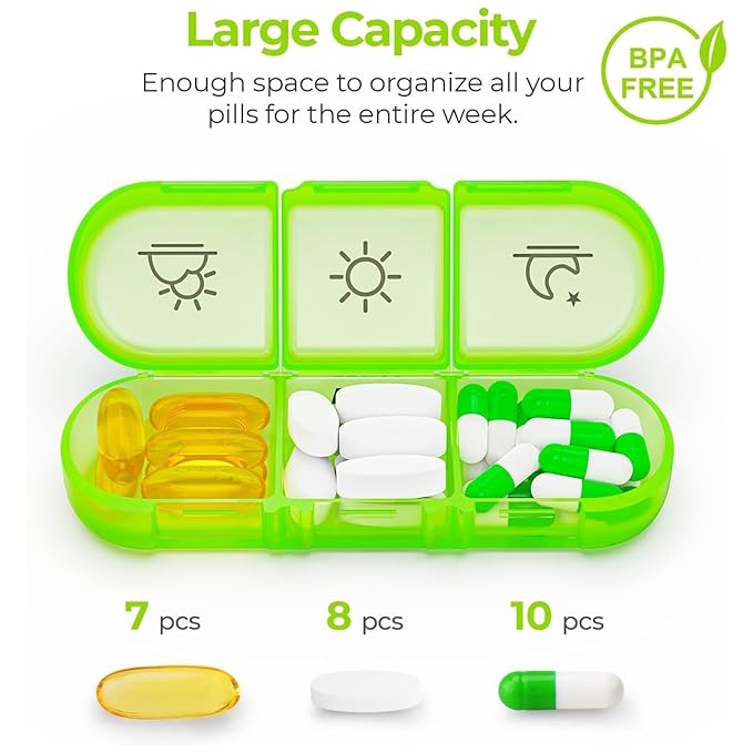 Weekly Pill Organizer 3 Times a Day (MULTICOLOR)