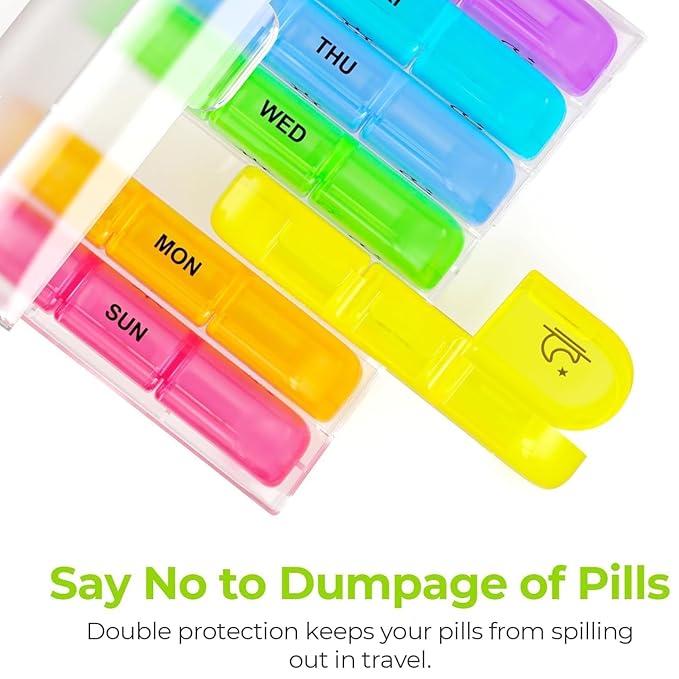 Weekly Pill Organizer 3 Times a Day (MULTICOLOR)