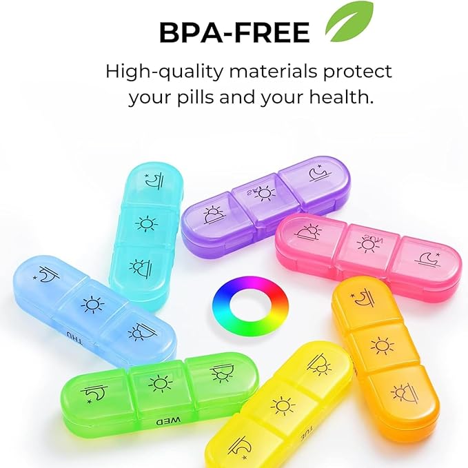 Weekly Pill Organizer 3 Times a Day (MULTICOLOR)