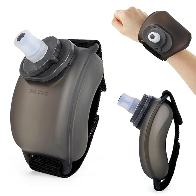 Wrist Water Bottle with Adjustable Hand Strap, Silicone, BPA-Free