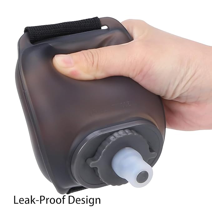 Wrist Water Bottle with Adjustable Hand Strap, Silicone, BPA-Free