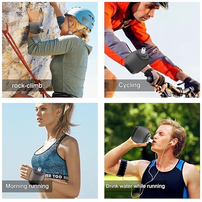 Wrist Water Bottle with Adjustable Hand Strap, Silicone, BPA-Free