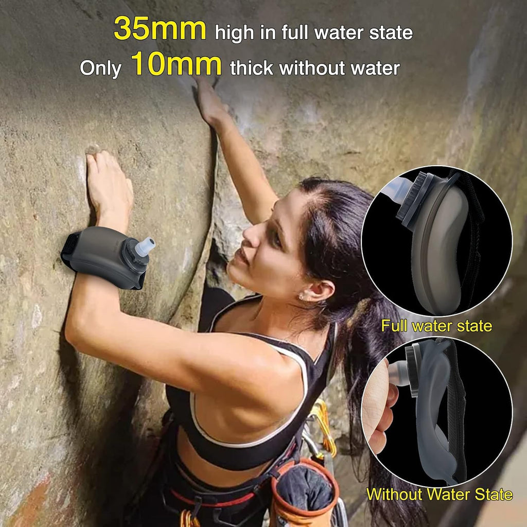 Wrist Water Bottle with Adjustable Hand Strap, Silicone, BPA-Free