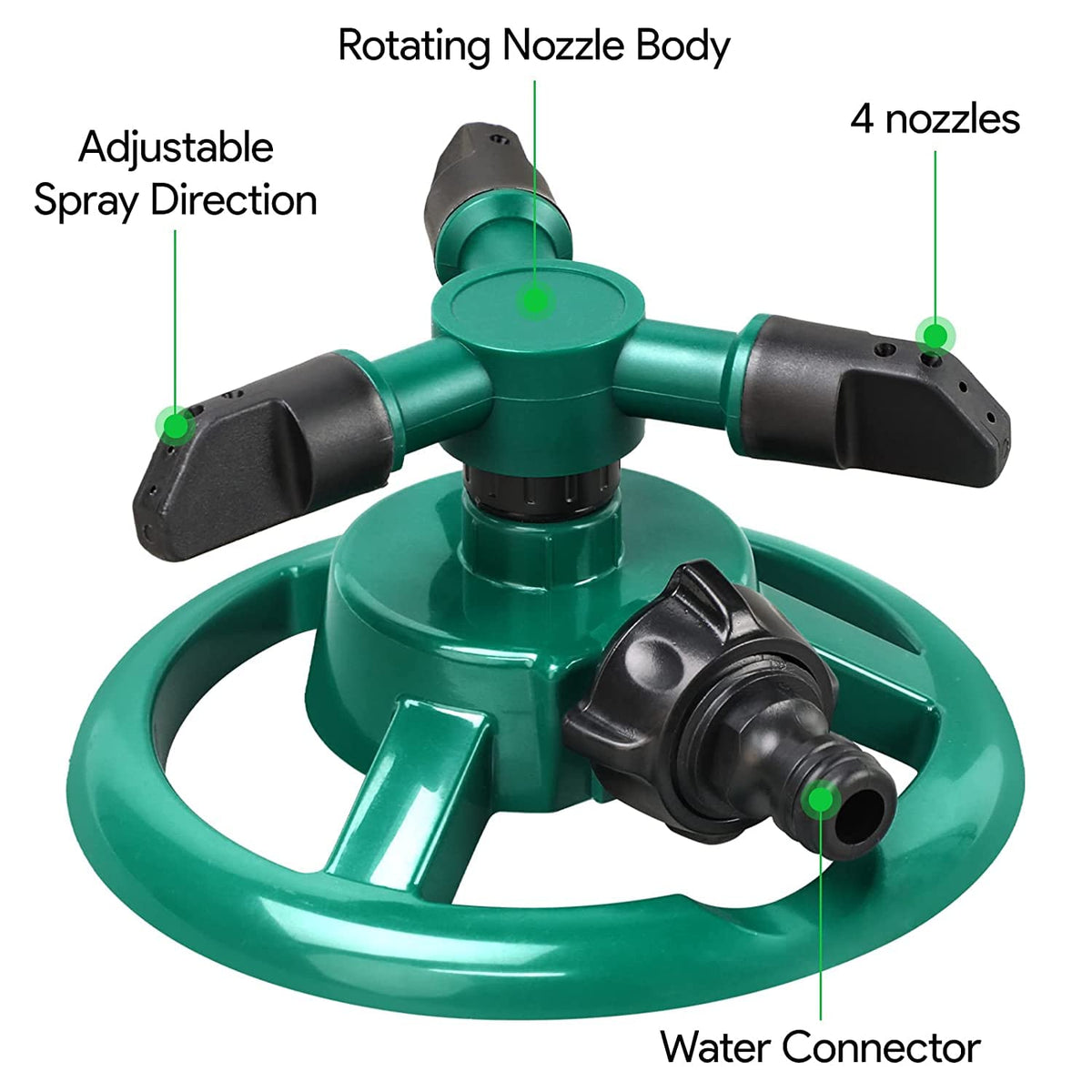 Automatic 360° Lawn Sprinkler 3 Arm 4 Nozzle for Watering Garden Plants/Pipe Hose Irrigation Yard Water Sprayer