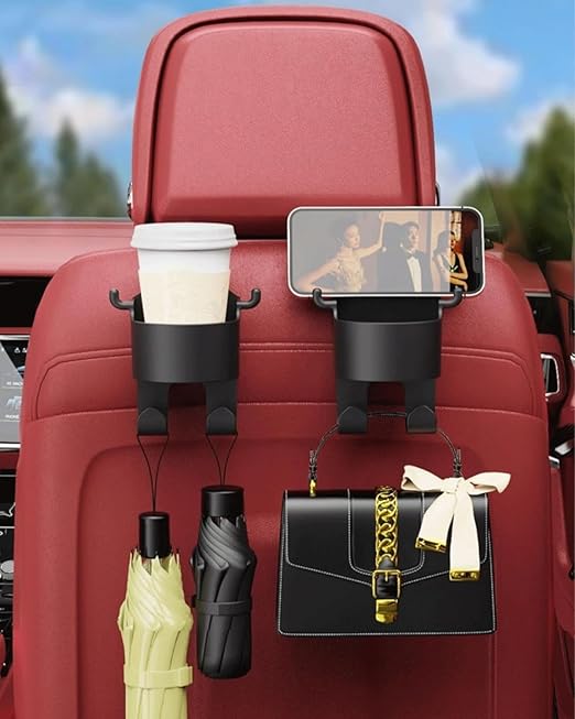 3 in 1 Multi-Functional Hook - Car Seat Headrest Cup Holder & Organizer, 2 PCS
