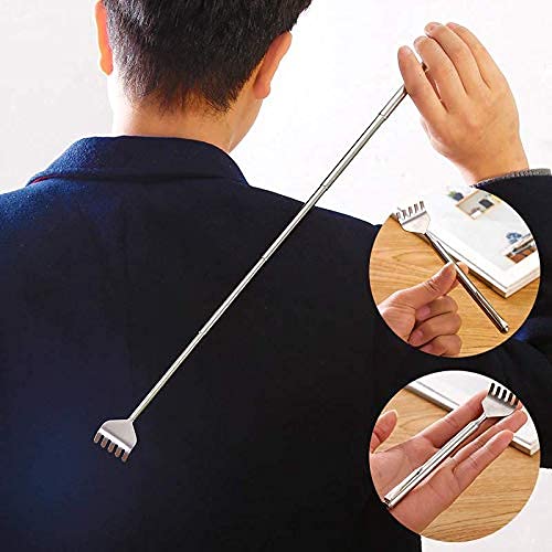 Stainless Steel Back Itch Scratcher Extendable Hand Massager Stick Tool with Telescoping Handle Itching Rod Body Massage