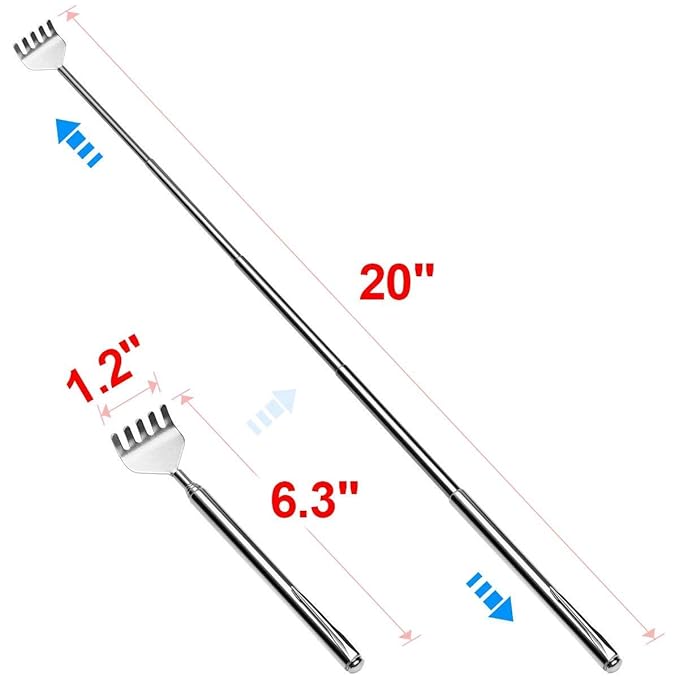 Stainless Steel Back Itch Scratcher Extendable Hand Massager Stick Tool with Telescoping Handle Itching Rod Body Massage
