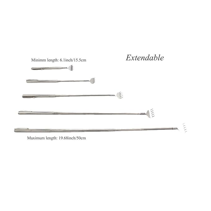 Stainless Steel Back Itch Scratcher Extendable Hand Massager Stick Tool with Telescoping Handle Itching Rod Body Massage