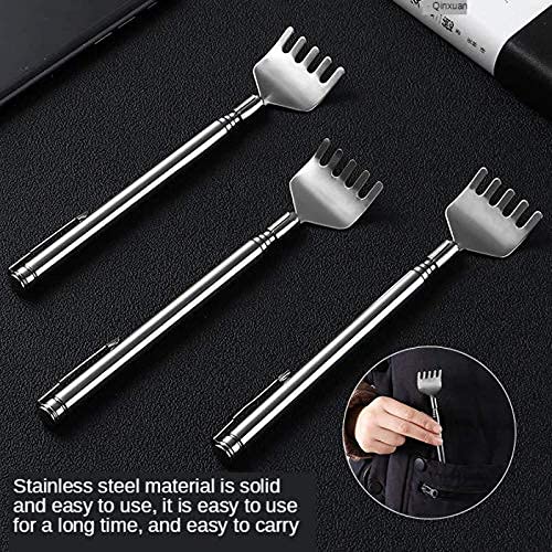Stainless Steel Back Itch Scratcher Extendable Hand Massager Stick Tool with Telescoping Handle Itching Rod Body Massage