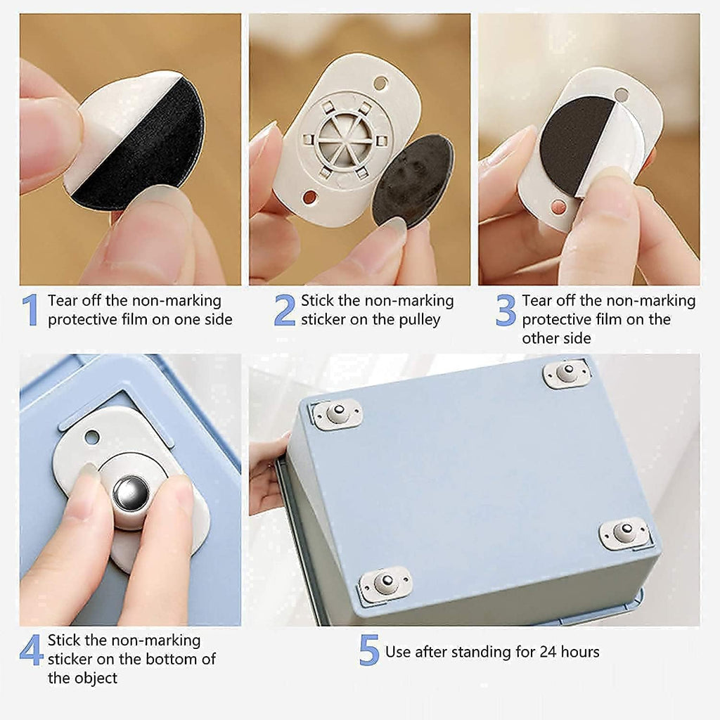 Self Adhesive 360 Degree Mini Swivel Casters Wheels Universal Wheels at The Bottom of The Storage Box Pulley for Furniture Universal Furniture Wheel Castor Roller