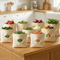 Reusable Cotton Vegetable Storage Bags for Fridge
